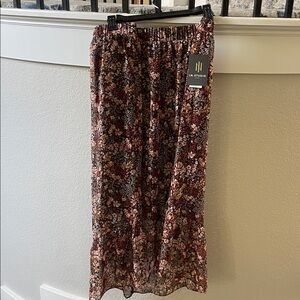 I.N. Studio A-Line Skirt - Black and Brown Floral
